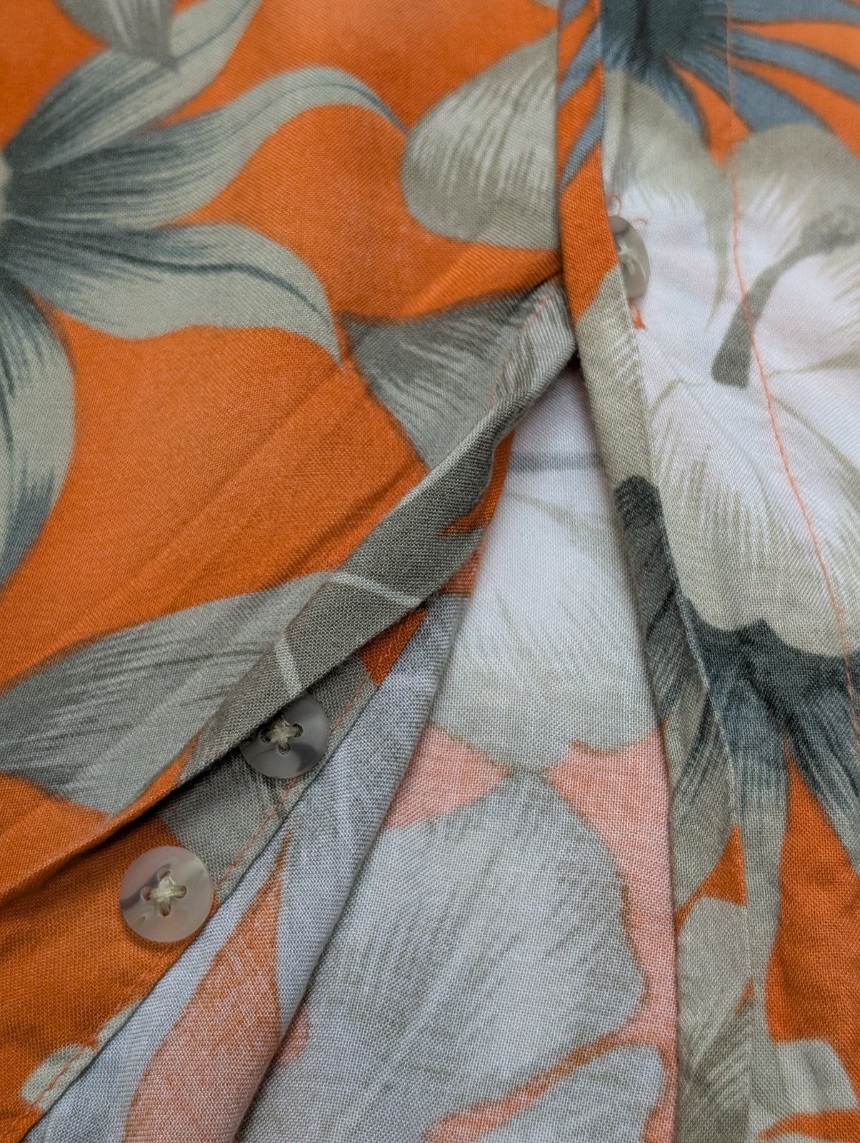 Chemise Hawaïenne Consensus 100% Rayonne - Orange Motif Fleuri - Taille L