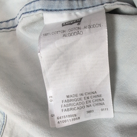 Chemise Levis Western L Jean Denim Bleu Motif Navajo Vintage Manches Courtes