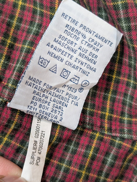 Chemise Ralph Lauren Bordeaux à Carreaux Manches Longues - Taille S