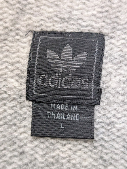 Pull ADIDAS Vintage Col Zippé 80% Laine Gris Logo Brodé Femme Taille L