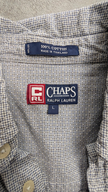 Chemise Chaps Ralph Lauren L carreaux blanc gris shirt button down