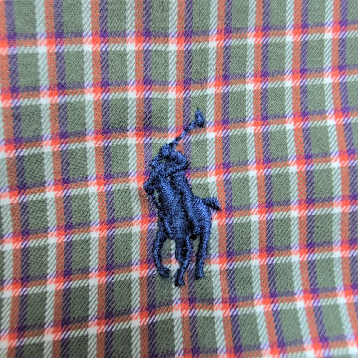 Chemise Ralph Lauren L kaki Carreaux Shirt Button Down Coton Logo Violet