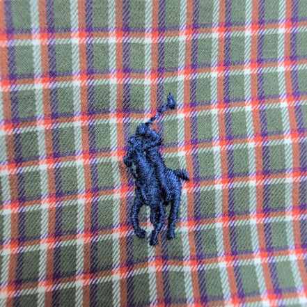 Chemise Ralph Lauren L kaki Carreaux Shirt Button Down Coton Logo Violet