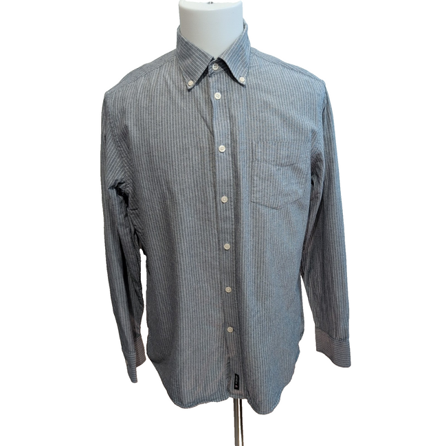 Chemise U.S. Polo Assn XL Grise Rayures Blanches Coton Logo Manches Longues