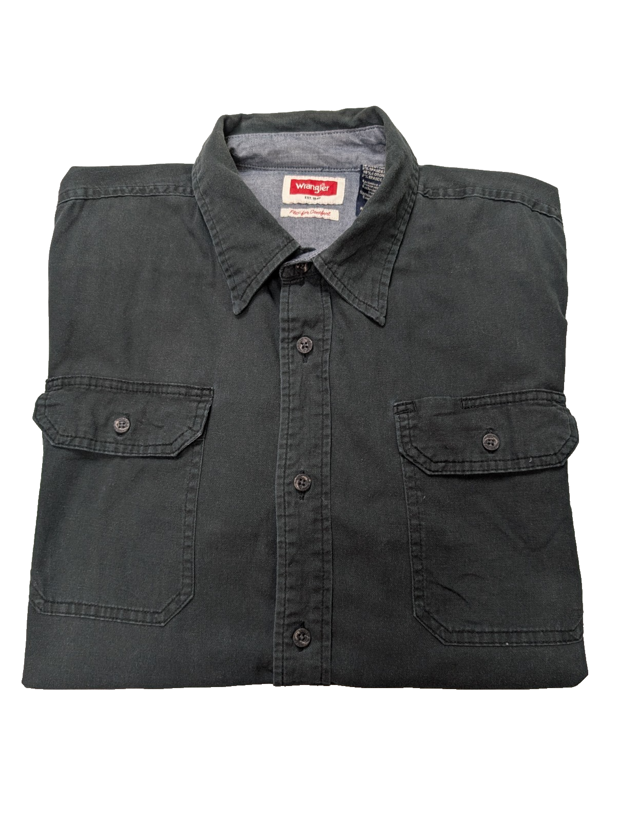 Chemise manches courtes Wrangler noir uni 2 poches taille L Homme