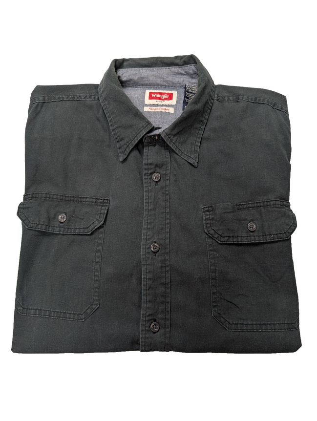 Chemise manches courtes Wrangler noir uni 2 poches taille L Homme
