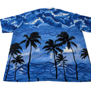 Chemise hawaïenne Ocean current bleue palmiers nuages  taille M #705h