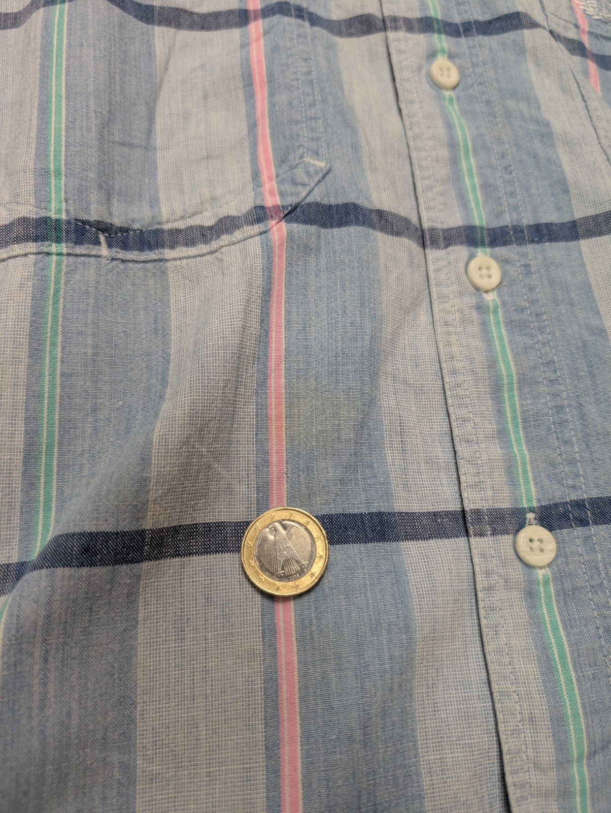 Chemise manches courtes Dockers bleu et rose à carreaux taille M #187msch