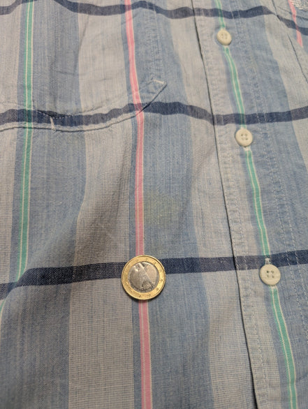 Chemise manches courtes Dockers bleu et rose à carreaux taille M #187msch
