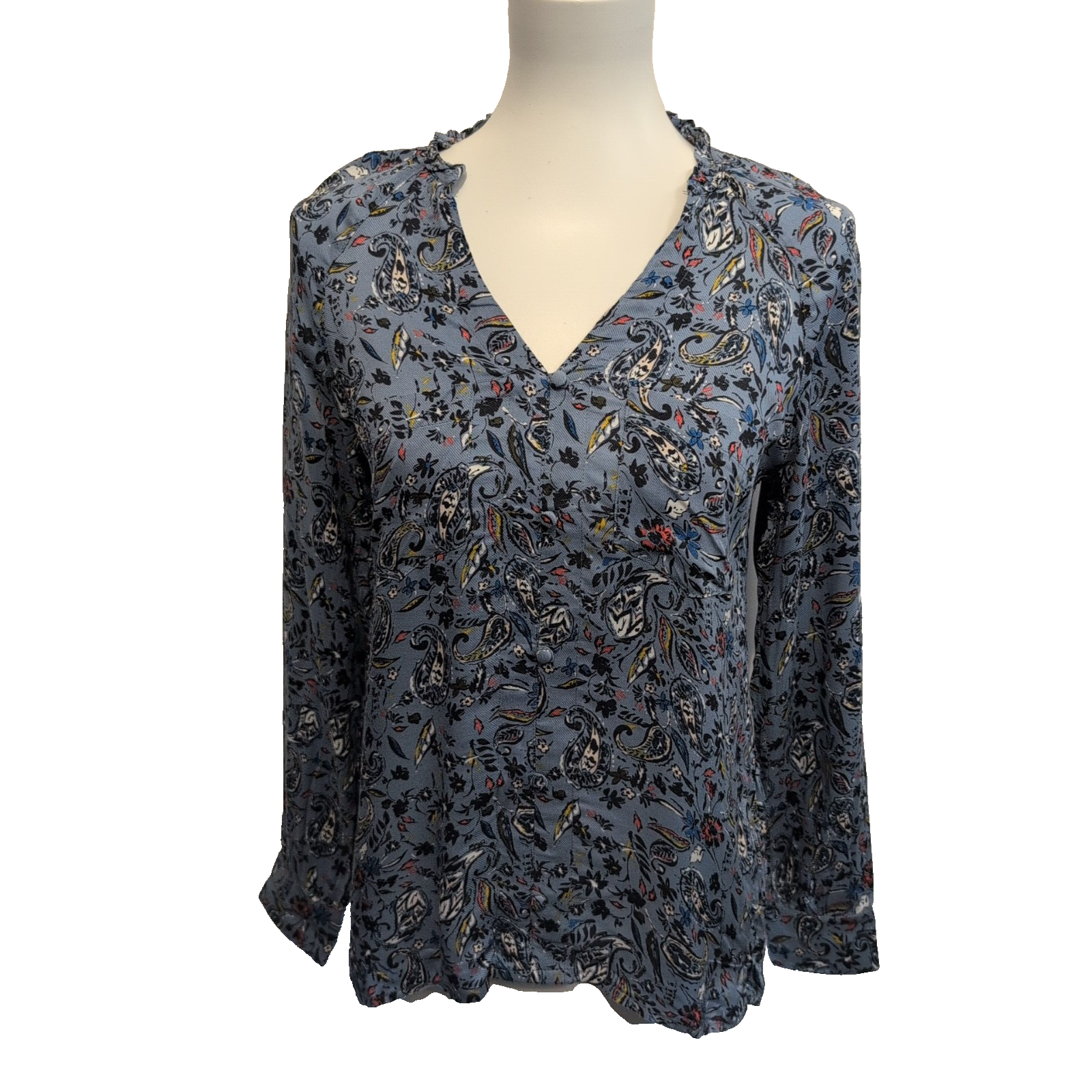 Haut Femme Haut Femme MISS TaTaille 38 Bleu Motif Cachemire Manches Longues Neuf