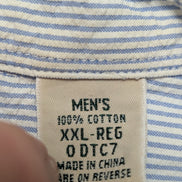 Chemise manches courtes L.L. Bean bleu à rayures gaufrée taille XXL #226msch