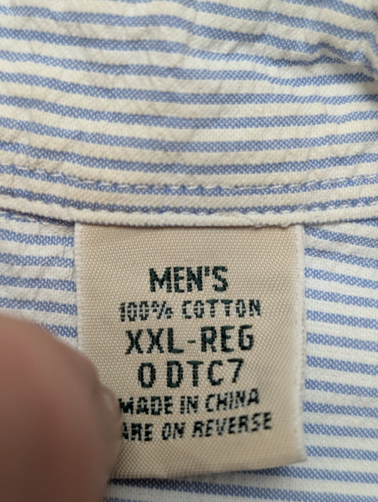 Chemise manches courtes L.L. Bean bleu à rayures gaufrée taille XXL #226msch