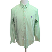 Chemise Ralph Lauren L Rayures Vertes Logo Violet 100% Coton manches longues