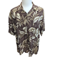 Chemise Hawaïenne Manches Courtes Pierre Cardin Rayonne Marron XL