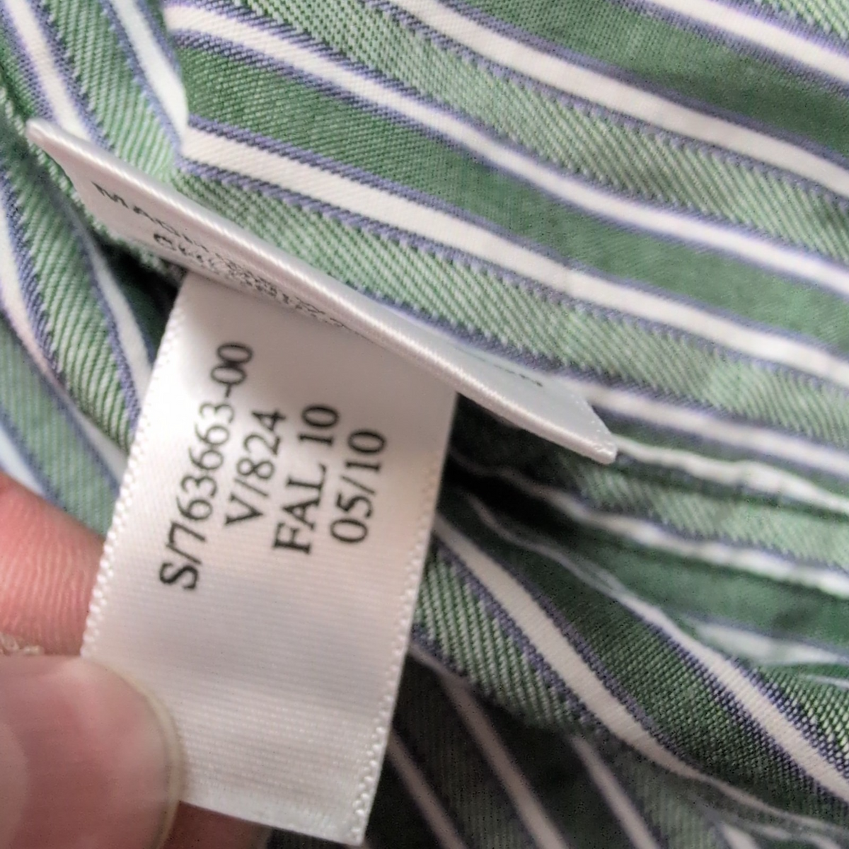 Chemise Banana Republic XL XXL Verte Rayures Blanches manches longues