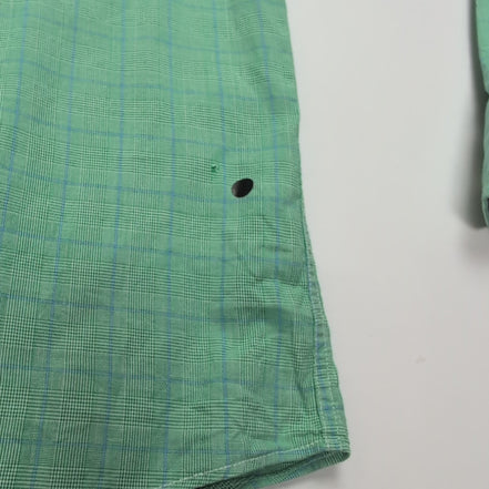 Chemise Nautica M Vert Carreaux 100% Coton Poche Logo Brodé Homme