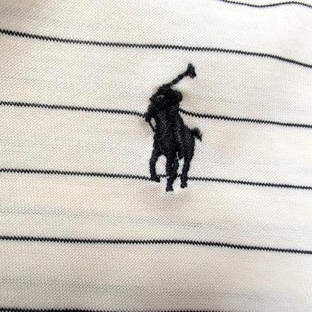 Polo Ralph Lauren Homme L Blanc Cassé Rayures Noires Logo Noir Polo