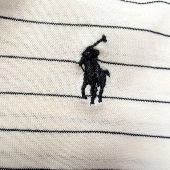 Polo Ralph Lauren Homme L Blanc Cassé Rayures Noires Logo Noir Polo