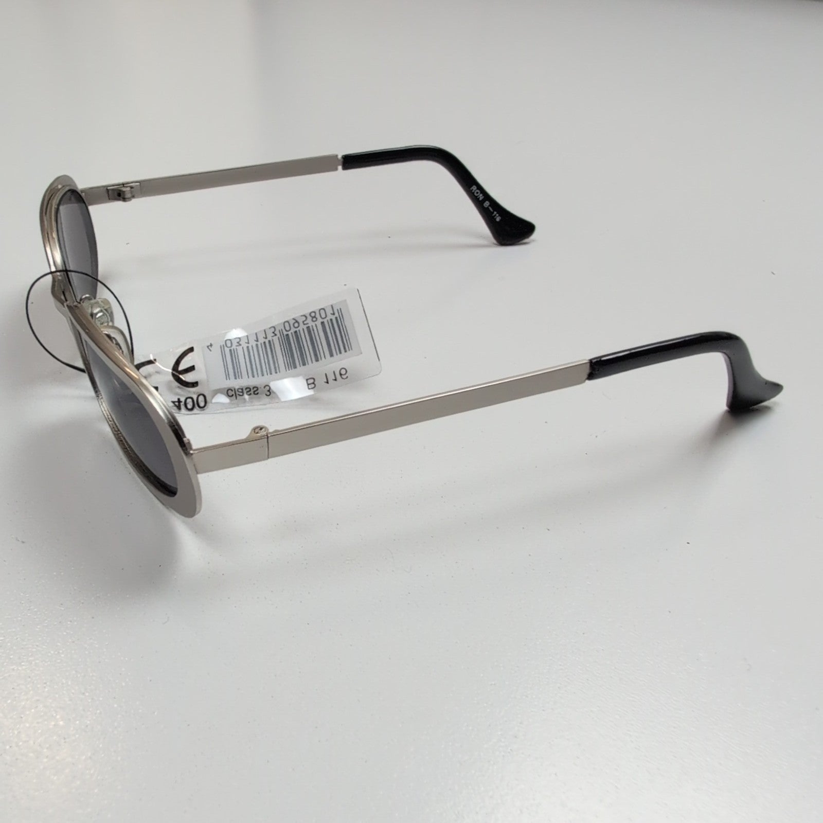 Lunettes de soleil Y2K Branche semi large Métal Gris Ovale Rétro