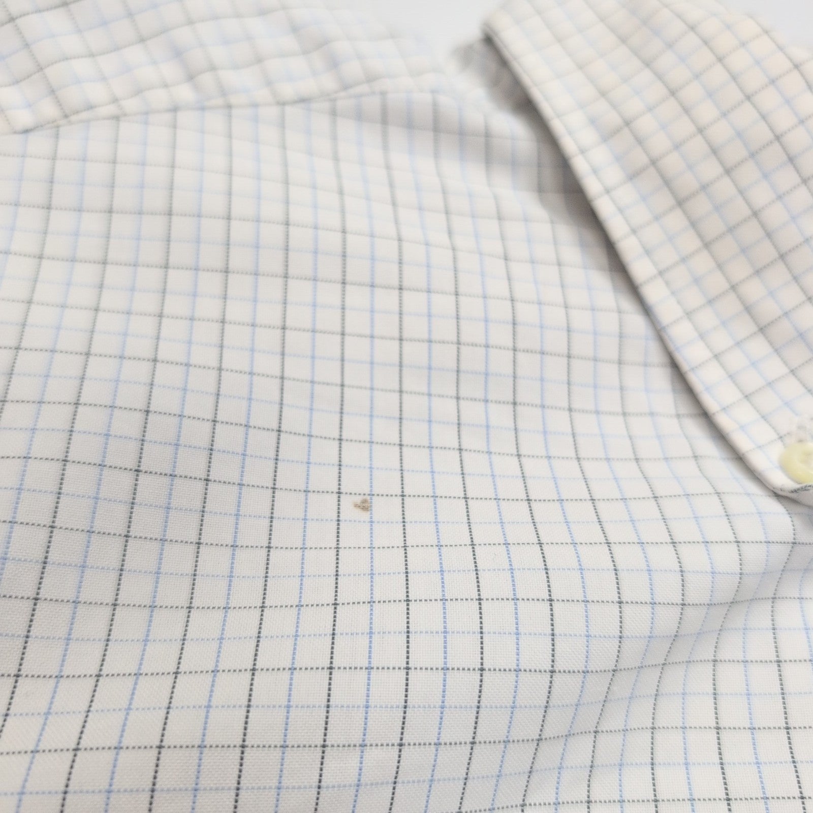 Chemise Lacoste M 40 Blanche Carreaux Bleus Vintage Logo Brodé Coton