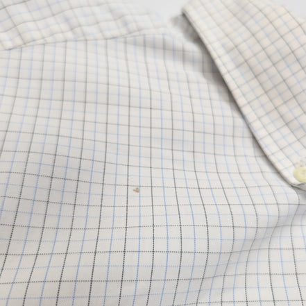 Chemise Lacoste M 40 Blanche Carreaux Bleus Vintage Logo Brodé Coton