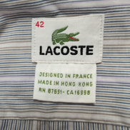 Chemise Lacoste XL Bleu Rayures Made in Hong Kong 100% Coton Été