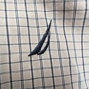 Chemise Nautica carreaux bleu marine écru manches courtes coton taille L
