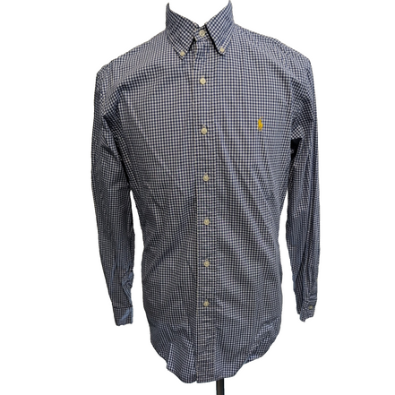 Chemise Ralph Lauren M Bleue Carreaux Classic Fit Shirt Button Down Logo Jaune