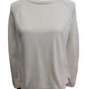Pull L.L. Bean Femme Vintage Blanc Col Rond Coton - Taille M