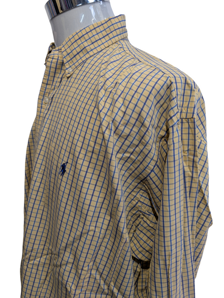 Chemise Polo Ralph Lauren Shirt Blake XL XXL Carreaux Jaune Bleu Button Down