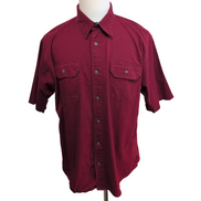 Chemise Wrangler Manche Courte Bordeaux Unie Stretch Taille L Deux Poches