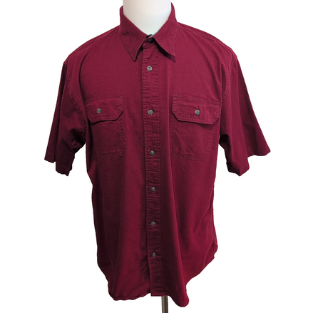 Chemise Wrangler Manche Courte Bordeaux Unie Stretch Taille L Deux Poches