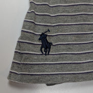 Polo manches courtes Polo Ralph Lauren L gris rayures Pima Lisle logo bas