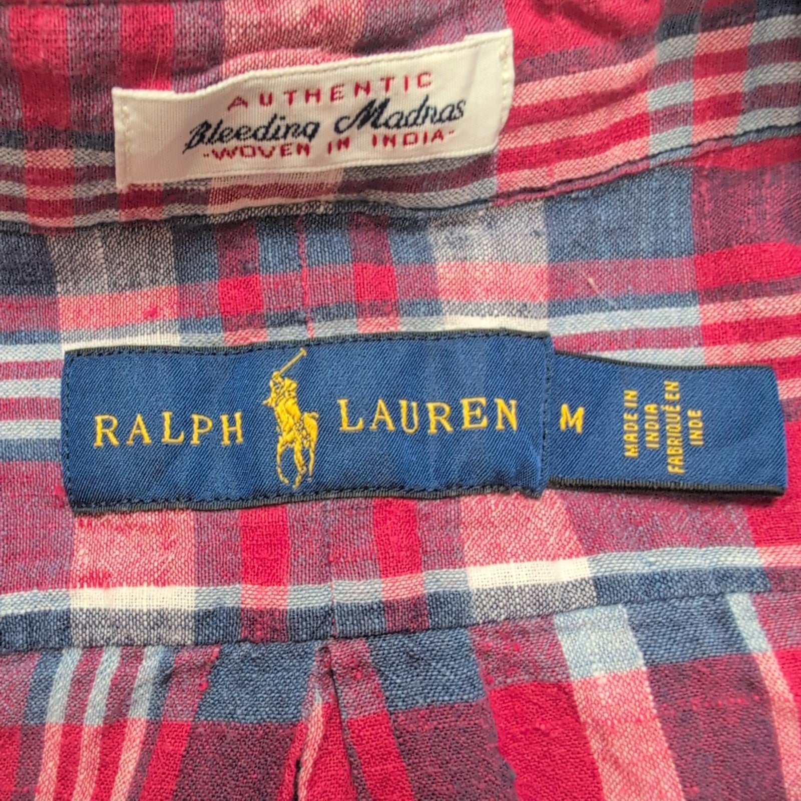 Chemise Ralph Lauren Bleeding Madras M rouge bleu manches courtes