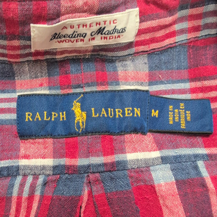 Chemise Ralph Lauren Bleeding Madras M rouge bleu manches courtes