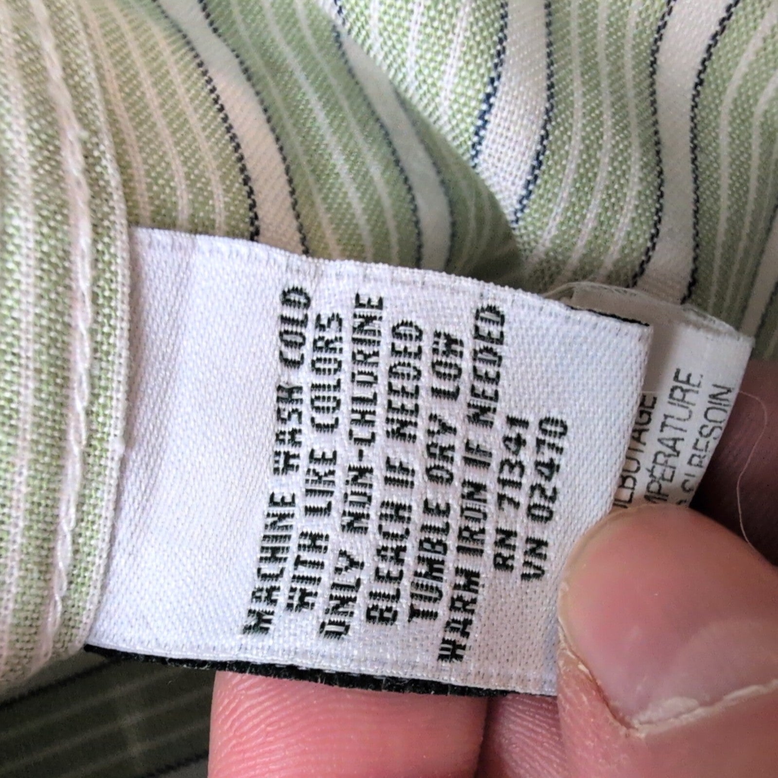 Chemise L.L. Bean verte à rayures manches courtes taille L #29e