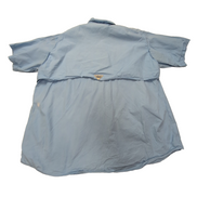 Chemise Columbia PFG bleue uni manches courtes taille L #114e