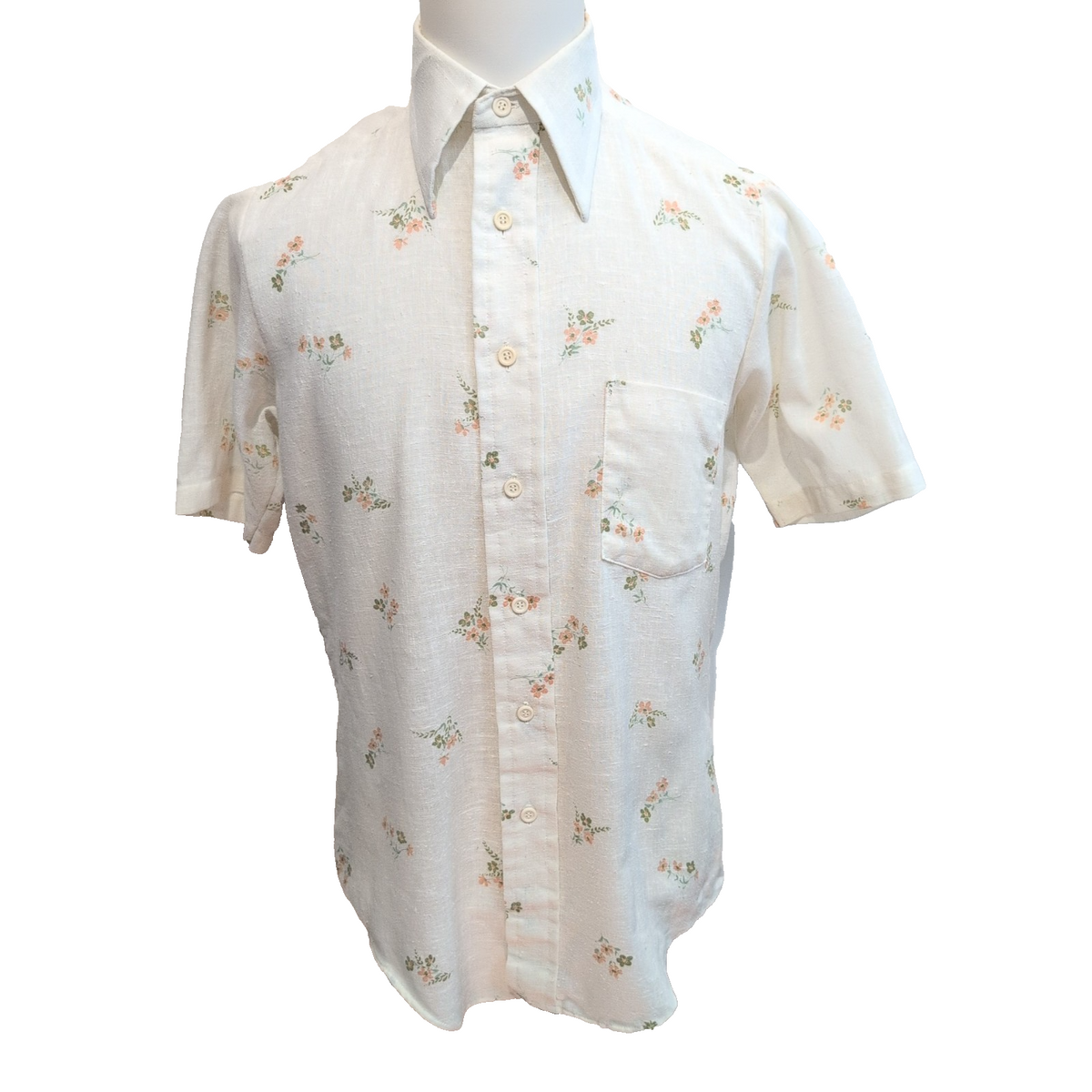Chemise The Essley shirt M Vintage Col Pointe Beige Fleuri Manches courtes