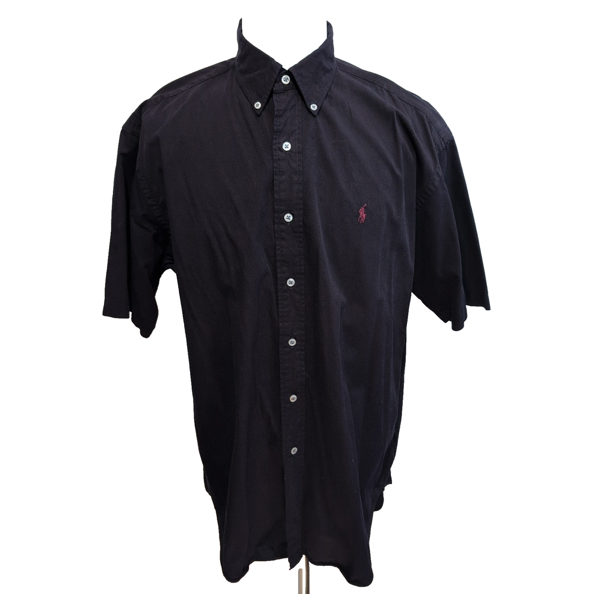 Chemise Ralph Lauren Blake L Violet Foncé Manches Courtes Logo Rouge