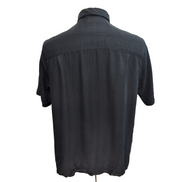 Chemise Hawaïenne Paradise Collection M Noire Gaufrée 100% Soie manches courtes