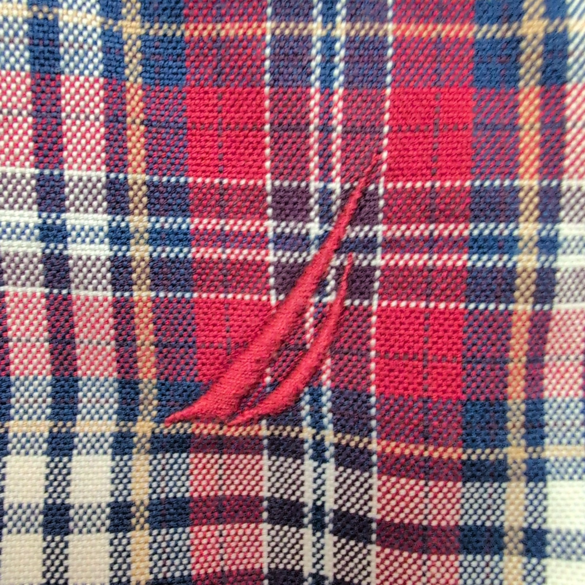 Chemise Nautica 80s Two Ply Basketweave L Rouge Carreaux Coton