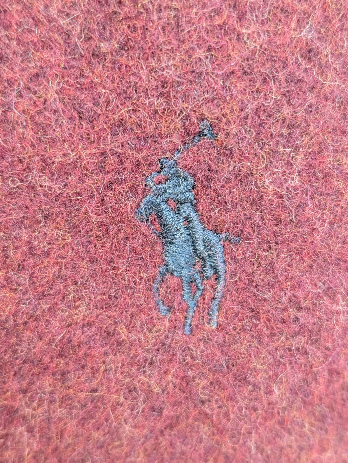 Écharpe Polo Ralph Lauren Réversible Laine d'agneau Bordeaux Orange Made Italy