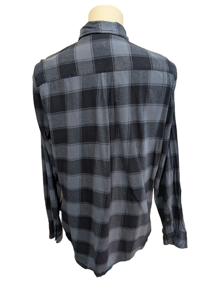 🧣 CHEMISE FLANELLE PERFORMANCE CHAPS L (G) CARREAUX BLEU 2 TONS LOGO CUIR