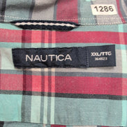 Chemise Nautica XXL Rouge Vert Carreaux 100% Coton Logo Manches Courtes