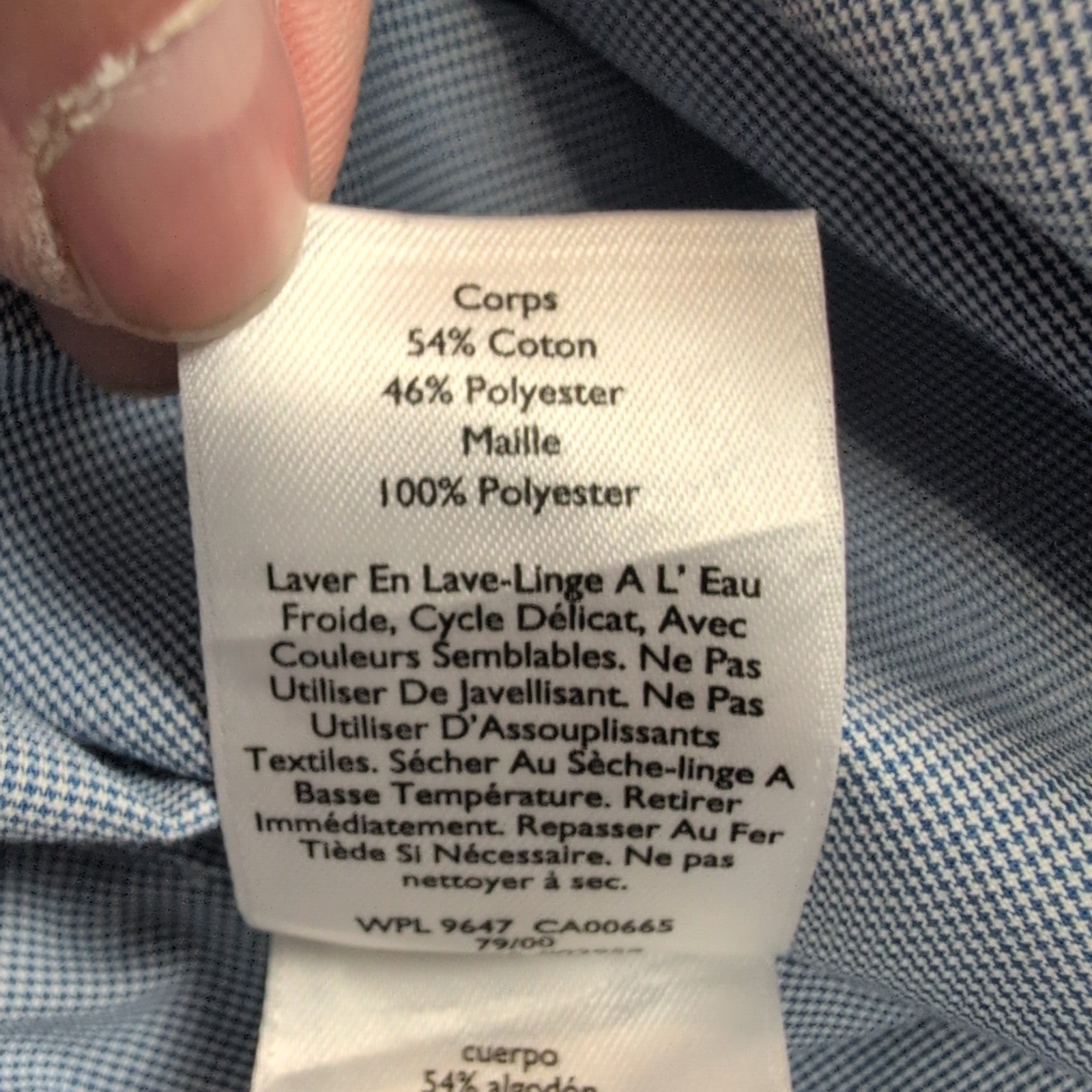 Chemise Eddie Bauer L Bleu Micro Carreaux Poche Homme Boutons Gravés longues mch