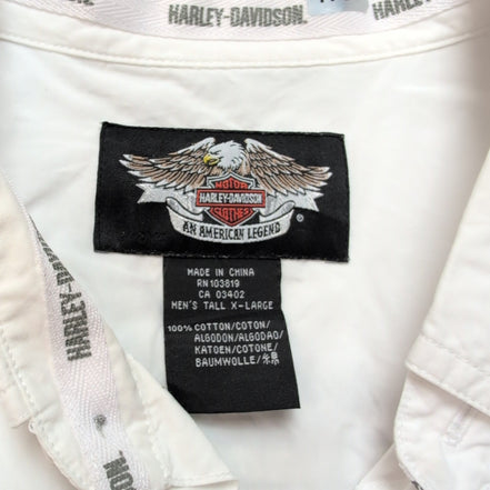 Chemise Harley-Davidson XL Blanche Brodée 100% Coton Boutons Métal HD
