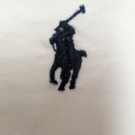 Chemise Ralph Lauren Slim Fit XLT blanc uni logo bleu marine coton