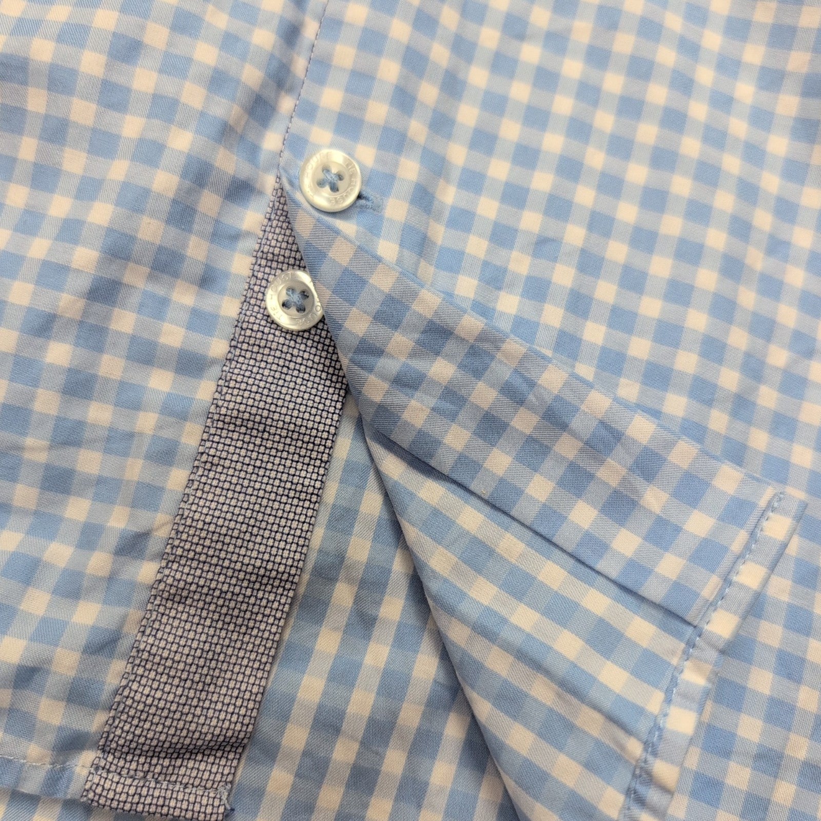 Chemise Tie House Slim Fit M Bleu Ciel Carreaux Coton Égypte manches longues