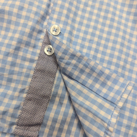 Chemise Tie House Slim Fit M Bleu Ciel Carreaux Coton Égypte manches longues