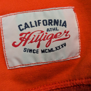 Sweat à Capuche TOMMY HILFIGER Homme XL Orange Vintage Fit Logo Brodé Rare